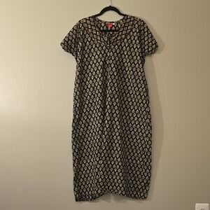 Vimal Fashion Womens Black Beige Damask Print Maxi Lounger Size M